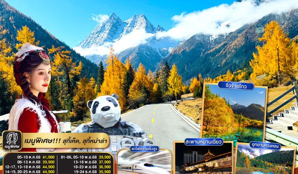 QQGO1TFU-TG027 ชมใบไม้เปลี่ยนสี 3อุทยานแห่งเสฉวน เฉิงตู สี่ดรุณี หวงหลง จิ่วจ้ายโกว(รวมรถเหมาอุทยาน) 6วัน 5คืน (นั่งรถไฟความเร็วสูง)  *ไม่ลงร้านช้อป* โดยสายการบิน Thai Airways (TG)