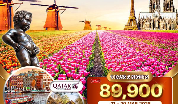 ทัวร์ทิวลิปบานสะพรั่ง เคอเคนฮอฟ–หอไอเฟล–โคโลญจน์ 9 วัน 21-29 Mar 26 • 26 Apr-04 May 26