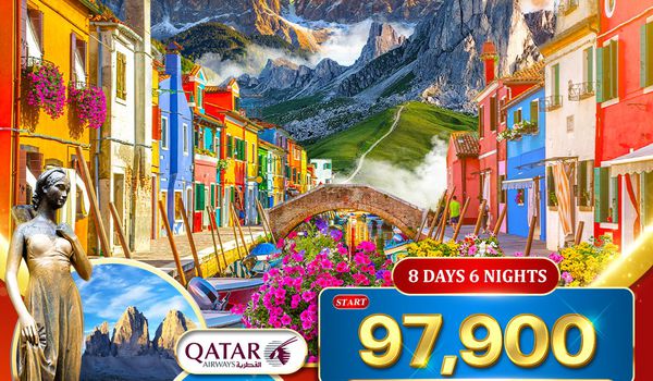 ทัวร์เที่ยวอิตาลีเหนือสุดโรแมนติก 8 วัน เวโรน่า–เวนิส–โดโลไมต์ 8 วัน QR MAY-OCT 2026