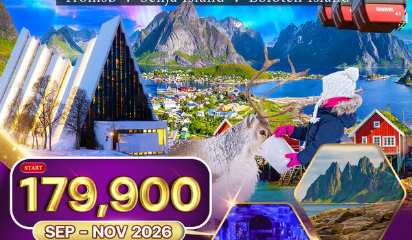 ทัวร์นอร์เวย์เหนือ ล่าแสงเหนือและสัมผัสอาร์กติกเซอร์เคิล 10 วัน (TG) SEP - NOV 2026