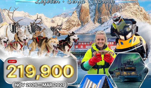 ทัวร์พรีเมี่ยมนอร์เวย์ - หมู่เกาะโลโฟเทน - เกาะเซนญ่า 11 วัน ล่าแสงเหนือ (TG) DEC 26 - APR 27