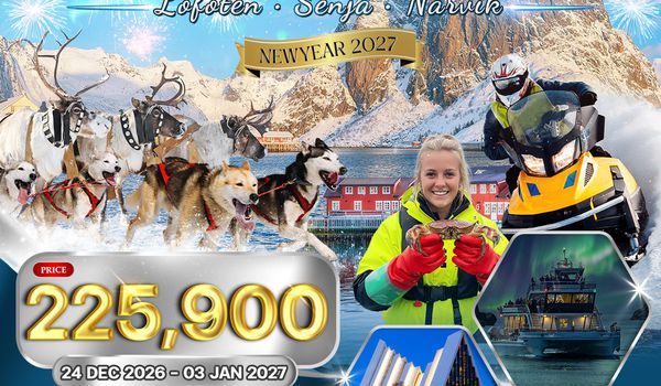 ทัวร์พรีเมี่ยมนอร์เวย์ - หมู่เกาะโลโฟเทน - เกาะเซนญ่า 11 วัน ล่าแสงเหนือ (TG) 25 DEC 26 - 04 JAN 27 [New Year]