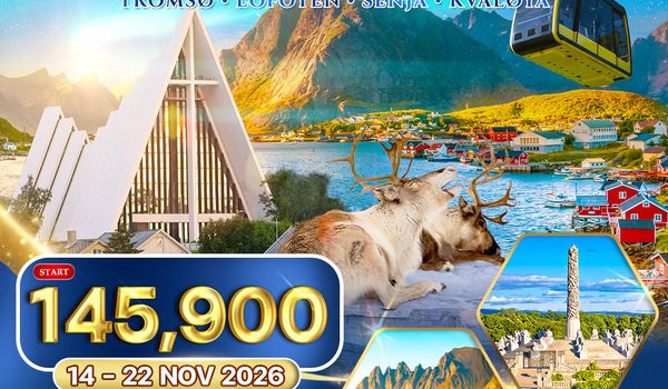 ทัวร์นอร์เวย์ - ทรอมโซ - โลโฟเทน - เซนญ่า ล่าแสงเหนือ 9 วัน 14 - 22 NOV 2026 