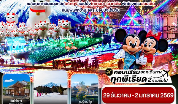 CXJNRT10NY โตเกียว ฟูจิ ปีใหม่ งานประดับไฟเยอรมันวิลเลจ 5วัน3คืน อิสระช้อปปิ้งเต็มวัน DEC’25-JAN’26