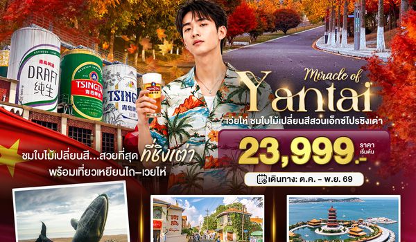 BT-YNT03_VZ มหัศจรรย์เยียนไถ เวยไห่ ชิงเต่า ชมใบไม้เปลี่ยนสีสวนเอ็กซ์โปรชิงเต่า