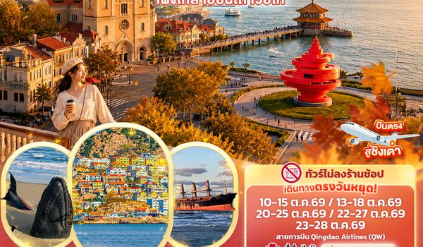CQW345 Qingdao Autumn Time ชิงเต่า เผิงไหล เยียนไถ เวยไห่ (ทัวร์ไม่ลงร้านช้อป)