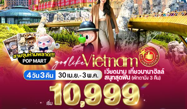 VDAD43FD-24 เวียดนาม เที่ยวบานาฮิลล์ สนุกสุดฟิน (พักดานัง 3 คืน) 4วัน 3คืน BY FD