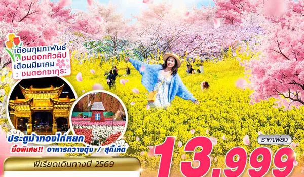 KMG26 KY BKK KUNMING  อี้เหลียง - ชมซากุระ - ทุ่งหญ้ามัสตาร์ด  4D3N (FEB-MAR26)