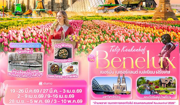 GEK135 Tullip Keukenhof Benelux เยอรมัน เนเธอร์แลนด์ เบลเยียม ฝรั่งเศส