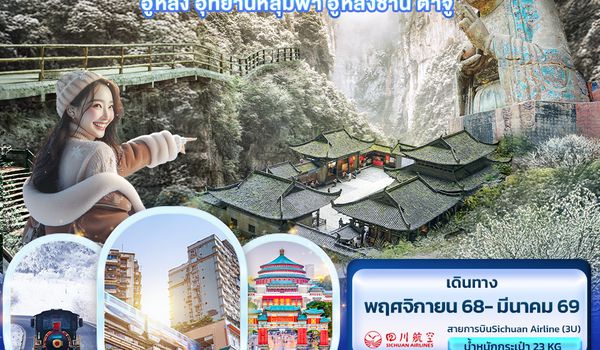 C3U248 Chic in ฉงชิ่ง อู่หลง อุทยานหลุมฟ้า อู่หลิงซาน ต้าจู๋ 5วัน 4คืน