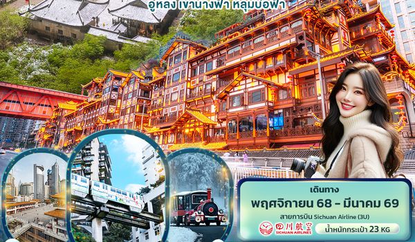 C3U249 หนาวนี้จะไปซิ่ง ฉงชิ่ง อู่หลง เขานางฟ้า หลุมบ่อฟ้า  4วัน 3คืน