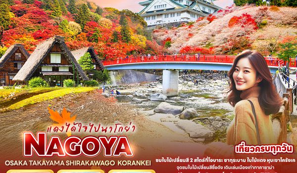 JXJ222 แดงได้ใจไปนาโกย่า NAGOYA  OSAKA TAKAYAMA SHIRAKAWAGO KORANKEI 5 วัน 3 คืน