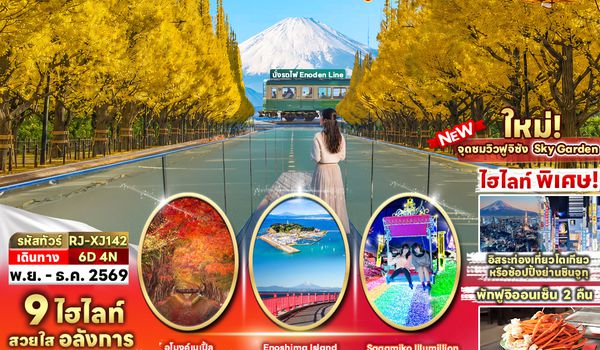 RJ-XJ142 TOKYO FUJI ENOSHIMA KAMAKURA IZU 6D4N ทัวร์ เรียล เรียล...Autumn Fest โตเกียวฟูจิ เหลืองเอ้อเห้อ (เข้า-ออกโตเกียว)