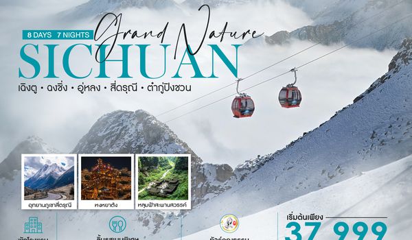 SHTGTFUCKG1 - ทัวร์คุณธรรม Grand Nature เฉิงตู ฉงชิ่ง อู่หลง สี่ดรุณี ต๋ากู่ปิงชวน 8 วัน 7 คืน (TG) 