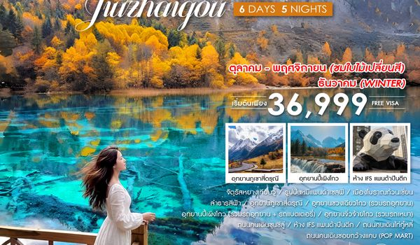 SHTGTFU1 - ทัวร์คุณธรรม Top 3 of Sichuan ภูเขาสี่ดรุณี ปี้เผิงโกว จิ่วจ้ายโกว เฉิงตู 6 วัน 5 คืน (TG) 