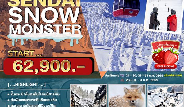 JPL-HND-02 ทัวร์ญี่ปุ่น SENDAI SNOW MONSTER 7วัน 4คืน