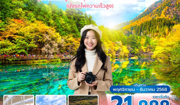 TFU3U0525 ซุปตาร์...เฉิงตู เขาสี่ดรุณี หวงหลง จิ่วจ้ายโกว V.2 (นั่งรถไฟความเร็วสูง + ทัวร์ไม่ลงร้าน) 7 วัน 5 คืน (NOV - DEC 25) บินดึก-กลับบ่าย