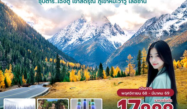 TFUVZ0625 ซุปตาร์...เฉิงตู เขาสี่ดรุณี ภูเขาหิมะวาวู่ เล่อซาน 5 วัน 4 คืน (ทัวร์ไม่ลงร้าน) (NOV 25 - MAR 26) บินเย็น-กลับดึก