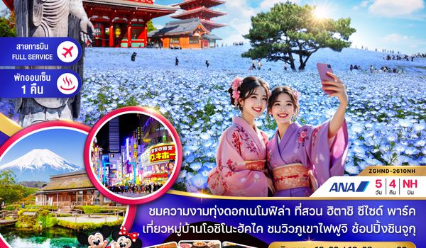 ZGHND-2610NH โตเกียว ฟูจิ อิบารากิ ชมดอกเมโมฟีล่า (เที่ยวอิสระ 1 วัน)