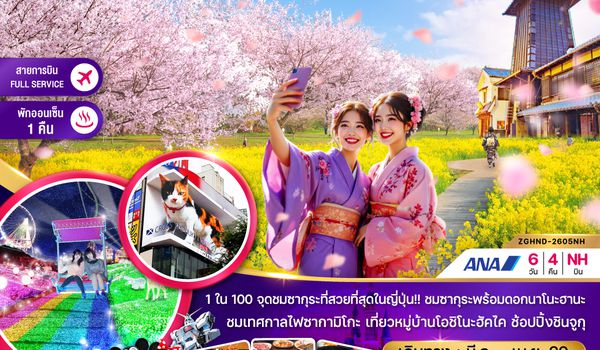 ZGHND-2605NH โตเกียว ฮาเนดะ เทศกาลไฟซากามิโกะ ไซตามะ ชมซากุระ (เที่ยวอิสระ 1 วัน)