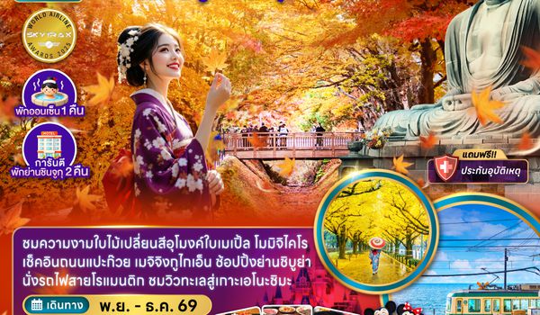 ZGNRT-2623NH โตเกียว ฟูจิ คามาคุระ เกาะเอโนชิมะ ชมอุโมงค์ใบเมเปิ้ล (พักย่านชินจูกุ 2 คืน)