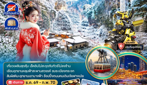 ZGCKG-2628HU จีน ฉงชิ่ง อุทยานอู่หลง อุทยานเขานางฟ้า (รวมค่ากระเช้าข้ามแม่น้ำแยงซี-ไม่ลงร้าน)
