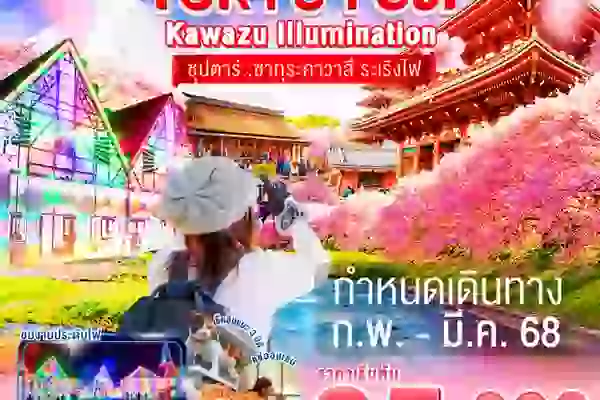 ทัวร์ญี่ปุ่น TOKYO KAWAZU FUJI ILLUMINATION 5D3N - ซุปตาร์..ซากุระคาวาสึ ระเริงไฟ