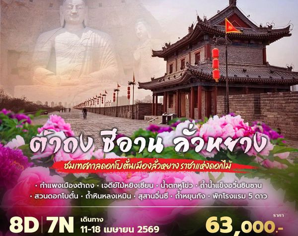 SL ต้าถง ซีอาน ลั่วหยาง ชมเทศกาลดอกโบตั๋นเมืองลั่วหยาง ราชาแห่งดอกไม้ 8วัน7คืน ไม่ลงร้าน ไม่ขายออปชั่น