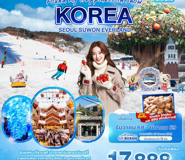 ทัวร์เกาหลี KBX62 Found My Happiness in Snow KOREA SEOUL SUWON EVERLAND 5วัน 3คืน