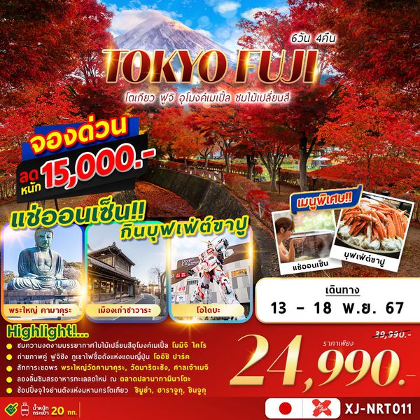 TOKYO FUJI AUTUMN (FREEDAY) อุโมงค์เมเปิ้ล 6D4N