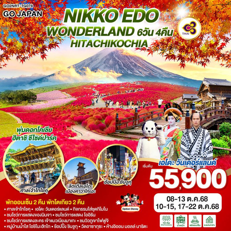 ทัวร์ญี่ปุ่น NIKKO EDO WONDERLAND HITACHIKOCHIA 6 วัน 4 คืน