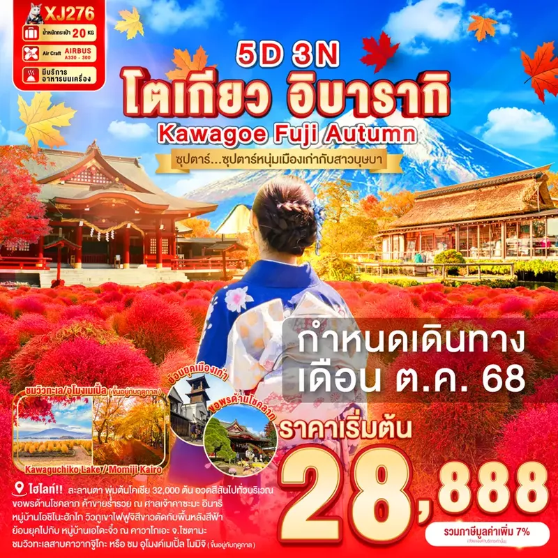 ทัวร์ญี่ปุ่น TOKYO IBARAKI KAWAGOE FUJI AUTUMN 5 วัน 3 คืน ซุปตาร์... ซุปตาร์หนุ่มเมืองเก่ากับสาวบุษบา