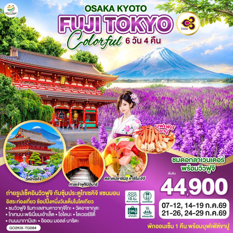 ทัวร์ญี่ปุ่น OSAKA KYOTO FUJI TOKYO COLORFUL โอซาก้า เกียวโต ฟูจิ โตเกียว คัลเลอร์ฟูล 6 วัน 4 คืน 